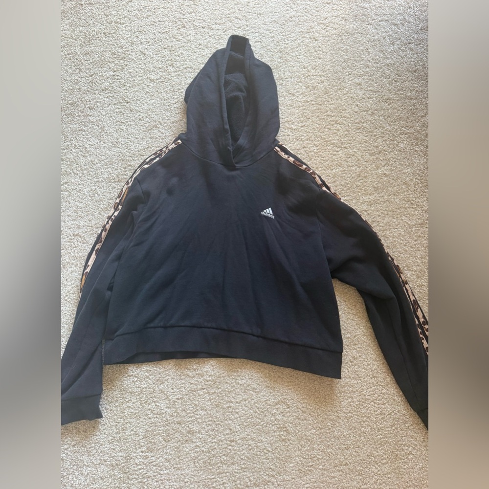 Adidas cropped hoodie with cheetah pattern